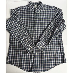 Brooks Brothers Regent XL Blue Plaid Long Sleeve Shirt Supima Cotton EUC NonIron